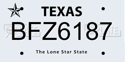 BFZ6187 Texas License Plate