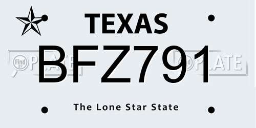 BFZ791 Texas License Plate