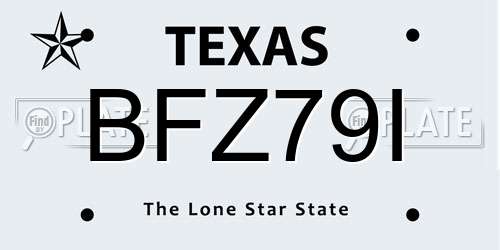 BFZ79I Texas License Plate