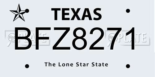 BFZ8271 Texas License Plate