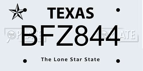 BFZ844 Texas License Plate