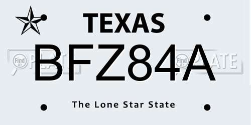 BFZ84A Texas License Plate