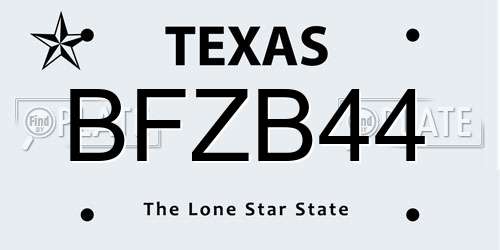 BFZB44 Texas License Plate