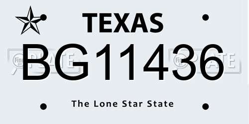 BG11436 Texas License Plate