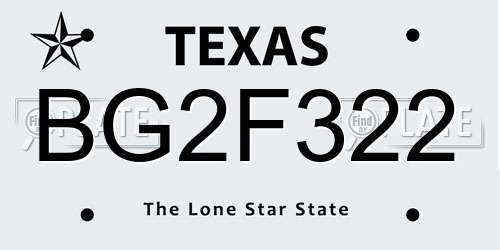 BG2F322 Texas License Plate