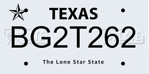 BG2T262 Texas License Plate