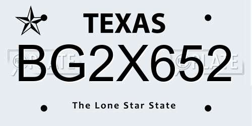 BG2X652 Texas License Plate