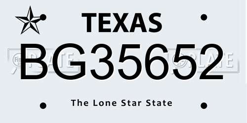 BG35652 Texas License Plate