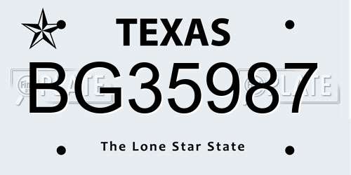 BG35987 Texas License Plate