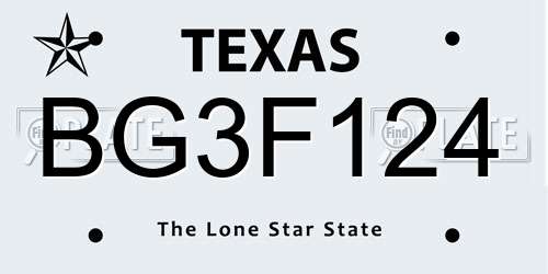 BG3F124 Texas License Plate