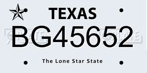 BG45652 Texas License Plate