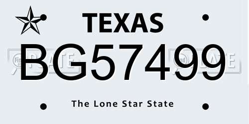 BG57499 Texas License Plate