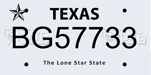 BG57733 Texas License Plate