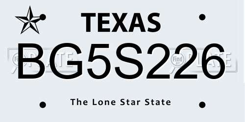 BG5S226 Texas License Plate