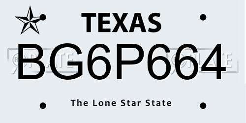 BG6P664 Texas License Plate