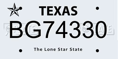 BG74330 Texas License Plate