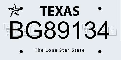 BG89134 Texas License Plate