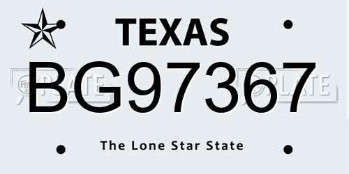 BG97367 Texas License Plate