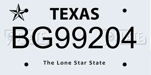 BG99204 Texas License Plate