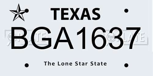 BGA1637 Texas License Plate