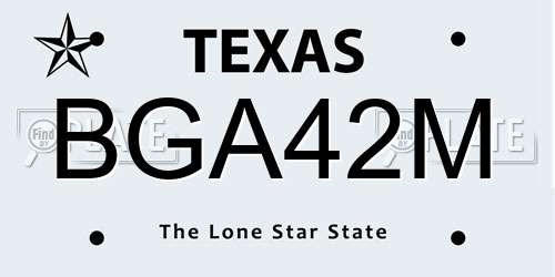 BGA42M Texas License Plate