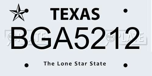 BGA5212 Texas License Plate