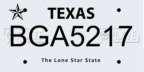BGA5217 Texas License Plate