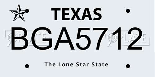 BGA5712 Texas License Plate