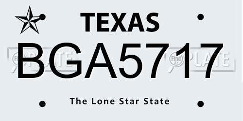 BGA5717 Texas License Plate
