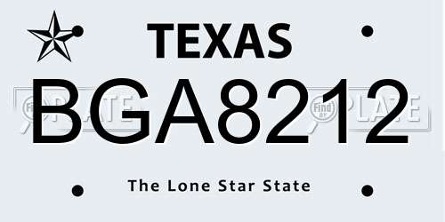 BGA8212 Texas License Plate