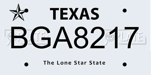 BGA8217 Texas License Plate