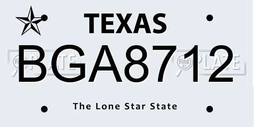 BGA8712 Texas License Plate