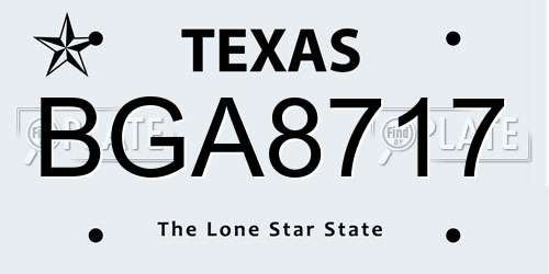 BGA8717 Texas License Plate
