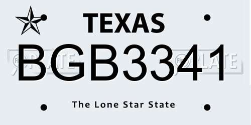 BGB3341 Texas License Plate