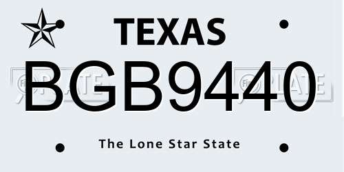 BGB9440 Texas License Plate