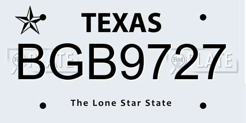 BGB9727 Texas License Plate