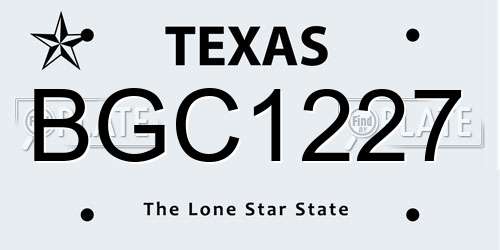BGC1227 Texas License Plate