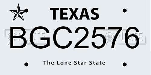 BGC2576 Texas License Plate