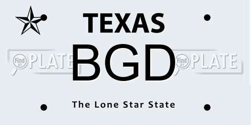 BGD Texas License Plate