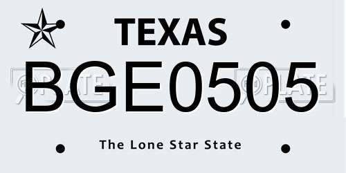 BGE0505 Texas License Plate
