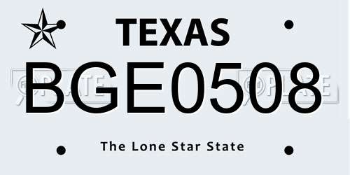 BGE0508 Texas License Plate