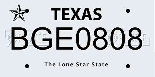 BGE0808 Texas License Plate