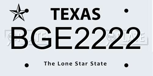 BGE2222 Texas License Plate