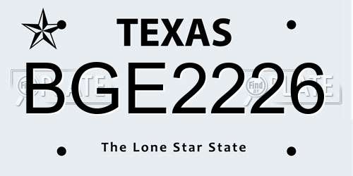 BGE2226 Texas License Plate