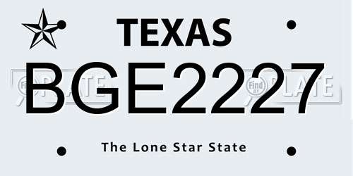 BGE2227 Texas License Plate