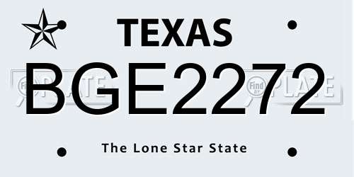 BGE2272 Texas License Plate