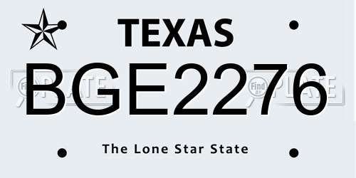 BGE2276 Texas License Plate