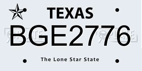 BGE2776 Texas License Plate