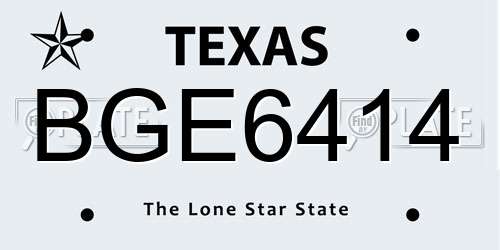BGE6414 Texas License Plate