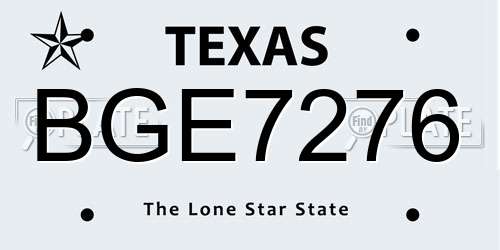 BGE7276 Texas License Plate